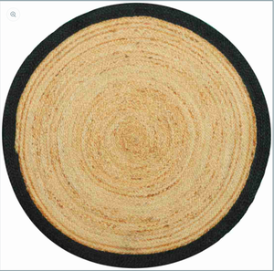 Natural Jute Round Braided Area <b>Rug</b> with Black Border, Jute Round Carpet For Wholesale By Nhat Minh, Vietnam, Decor For Home - Product Image 1