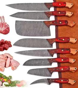 Custom Handmade 8-Piece Damascus Steel with Customized Wooden Handle & Leather roll For Multi-Purpose & Eco-Friendly - Product Image 1