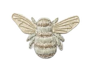 Broche Abeille de Luxe Faite à la Main en Fil d'Or et d'Argent, Bijou Brodé Personnalisable, Vente en Gros - Product Image 1