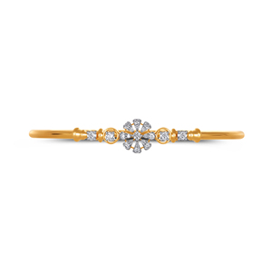 Yellow <b>Gold</b> Diamond Bangle Women's Round Brilliant Cut Lab Grown Diamonds Classic <b>Bracelet</b> Everyday Wear - Product Image 2