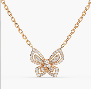 สร้อยคอจี้เพชรแล็บโรสโกลด์ 14KT สำหรับผู้หญิง - Product Image 2