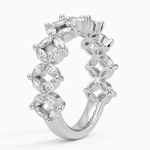 Anillo de Eternidad con Patrón Floral y Diamantes Marquise Moissanite, Anillo de Moda de Plata 925, Anillo de Boda para Mujer - Product Image 2