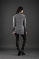 Pull en maille grise à col roulé pour femme, personnalisé, à manches longues, pull d'automne de luxe, tricoté sur le devant, vente en gros, mode, 160g Kvetoo