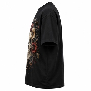 Camiseta Personalizada para Hombre, Estampado de Calavera, Talla Grande, Manga Corta, Cuello Redondo, Estilo Punk, 100% Algodón Jersey - Product Image 4