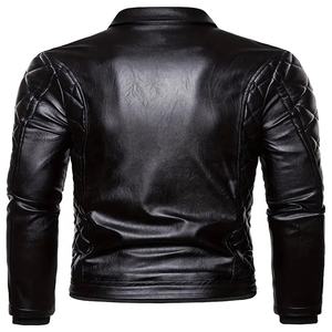 Veste en cuir unisexe style streetwear, coupe ajustée, petit col en fausse fourrure amovible, fermeture éclair, vêtements d'extérieur décontractés, vestes en cuir - Product Image 3