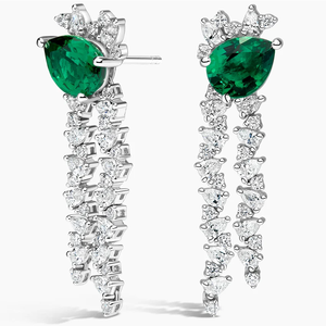 Pendientes de Diamantes con Corte Esmeralda y Pera para Mujer, Platino, Certificados por IGI, Joyería de Lujo para Bodas - Product Image 5
