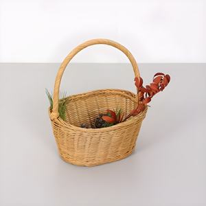 ตะกร้าหวายใส่ดอกไม้สำหรับตกแต่ง,อุปกรณ์ตกแต่งบ้านตะกร้าสานด้วยมือพร้อมด้ามจับที่ดีที่สุด - Product Image 3
