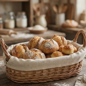 Plateau ovale tissé avec poignée, panier de service artisanal polyvalent pour le pain, les fruits, la décoration de table, le rangement domestique et les pique-niques - Product Image 3