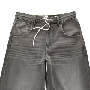 Light Wash Loose Solid <b>Jeans</b> Custom Denim Pants Elegant Whisker <b>Men</b> Women Wholesale Manufacturer - Product Image 5