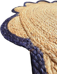 Sustainable <b>Jute</b> <b>Round</b> <b>Rugs</b> for Home Decor Boho Style Scalloped <b>Jute</b> Runner Designed for Function Handcrafted - Product Image 4