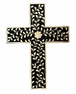 FAIZA CRAFT Handmade Bohemian Cross Inlay Bone Eco-Friendly <b>Framed</b> Holy Cross Leaf Pattern High Quality Modern Light Luxury - Product Image 4