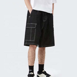 Shorts en jean vintage délavé coupe ample jambe large décontracté streetwear surdimensionné multi-poches unisexe - Product Image 3