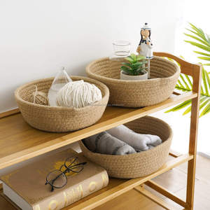 Panier rond en jute fabriqué à la main, panier de rangement pour la maison, le linge, les jouets et la décoration du salon - Product Image 3