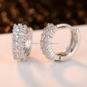 Pendientes de Diamantes Azules con Tachuelas Plateadas de Lujo 2024, Chapados en Oro Sólido de 14K y 18K, Estilo Hip Hop, Pendientes de Diamantes Moissanite VVS para Mujer - Product Image 5