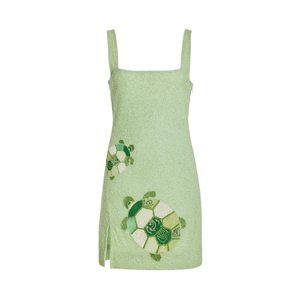 Robe Courte Bleue Brodé de Perles et de Motifs Papillon et Soleil, Robe Longue en Coton Respirant, Cache-Maillot de Bain – Grande Vente - Product Image 3