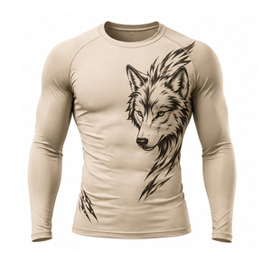T-shirt de compression pour homme, vêtements de sport personnalisés, séchage rapide, extensible, haut de gamme pour l'entraînement, respirant, vêtements de performance athlétique, OEM US - Product Image 3