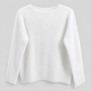 Women's Chunky Knit Sweater Soft Cat Feather Effect Mossi <b>Yarn</b> Pullover Crew Neck Relaxed Fit | OEM ODM Manufacturer Bangladesh - Product Image 3