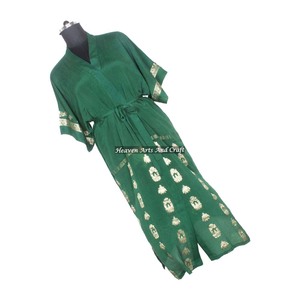 KL008 Camisón Kimono de Seda con Estampado Floral Vintage, Estilo Sari, para Invierno y Otoño, Mangas Largas, Seda Sintética - Product Image 4