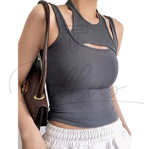 Meilleur prix – Débardeur court en maille pour femme avec logo frontal, séchage rapide, respirant, style décontracté - Product Image 4