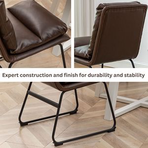 Set di 2 sedie da pranzo imbottite Milos Contemporary Antique Brown - Product Image 6