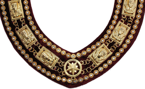 Daughters Sphinx Gold Plated Embroidered Masonic Chain Collar Maroon Velvet Durable Customized Masonic Regalia - Product Image 2