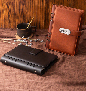 Retro A5 Genuine Leather Loose <b>Leaf</b> Business Notepad Office Buckle Design Gift Notebook Black 100 Sheets - Product Image 6