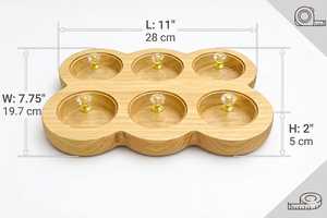 Wooden Handcrafted Food Safe Spice <b>Box</b> <b>Masala</b> Dabba Acrylic Lid with 6 Round Compartments Rectangular Pine Wood Spice <b>Box</b> Set - Product Image 4