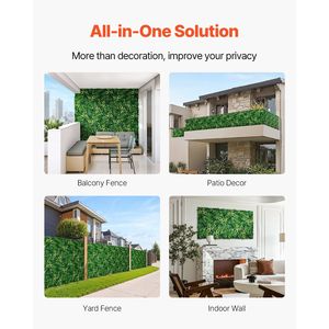 8 Pannelli 3D da 20 x 20 Pollici per Pareti Interne/Esterne, in Erba Artificiale, Pannello Decorativo Verde Bosso ed Edera - Product Image 5