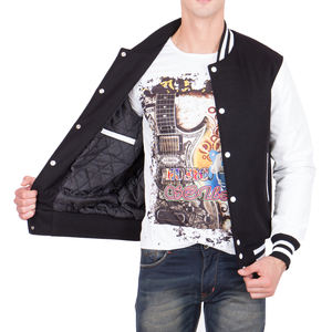 Veste universitaire noire pour homme avec manches blanches, style bomber Letterman, décontractée, style baseball, mode collège et lycée, chaude pour l'hiver - Product Image 3
