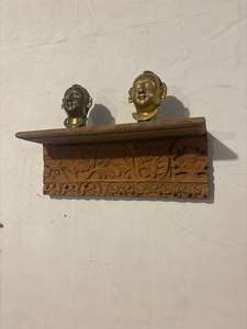 Étagère murale en bois artisanale avec sculpture florale |   Étagère murale multifonctionnelle rustique vintage pour salle de bain et salon - Product Image 3