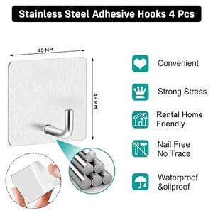 Hooks for <b>Wall</b> Heavy Items | <b>Wall</b> Hangers for <b>Clothes</b> Hanging | Self-Adhesive Hooks | <b>Wall</b> Hook Without Drill | Sticky - Product Image 5