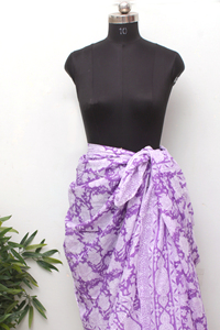 Handmade Cotton Block Print <b>Sarong</b> – Bohemian Floral Summer Beach Wrap – Soft Breathable Pareo for Women. - Product Image 5