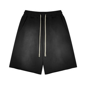 Shorts Jogger Homme Personnalisés en Molleton Français Délavé Effet Usé avec Cordon de Serrage et Motif Uni Style Décontracté - Product Image 1