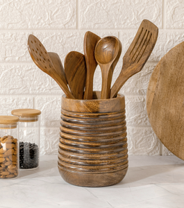 Support à ustensiles en bois fait main personnalisé, minimaliste rustique, avec rainures, pour cuisine, style ferme, organisateur de spatules, vente en gros - Product Image 1