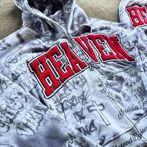 Conjunto de Sudadera con Capucha y Pantalones Jogger Acampanados de Felpa Francesa Gruesa 100% Algodón, con Cremallera y Estampado DTG Personalizado en Toda la Superficie - Product Image 3