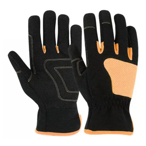 Guantes de Trabajo Mecánicos Amara de Cuero Sintético Negro y Verde Premium, Palma con Agarre Texturizado Flexible, Puño de Neopreno para Uso Industrial - Product Image 4