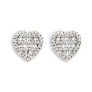 Boucles d'oreilles en diamant Moissanite VVS1 taille cœur, certifiées, pour femme, sertissage pavé, bijoux de mariage romantiques - Product Image 5