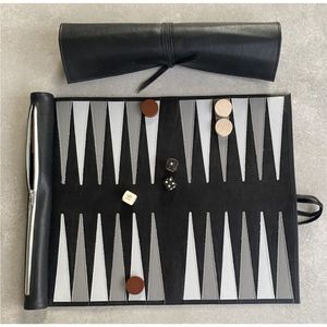 Luxury Quality Pu Leather Rollup <b>Backgammon</b> Travel <b>Backgammon</b> Traveling <b>Set</b> and Chess Game for Adults - Product Image 2