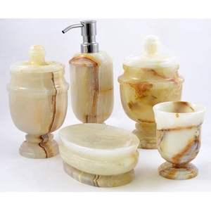 Ensemble de salle de bain moderne en marbre naturel avec distributeur de savon, porte-brosse à dents et porte-savon, marque privée - Product Image 4