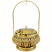 Chauffe-plat professionnel 20L en acier inoxydable doré avec couvercle, pour buffet, hôtel, mariage, banquet, traiteur