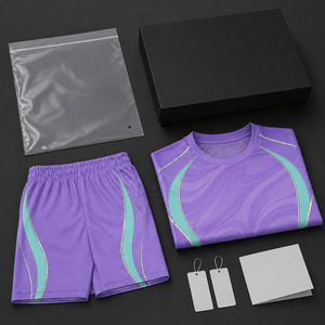 Ensemble de 2 maillots de football personnalisables à manches courtes, séchage rapide, violets, pour futsal, sublimation, entraînement de football - Product Image 5
