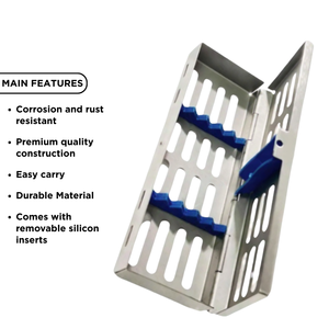 ถาดใส่เครื่องมือฆ่าเชื้อแบบแมนนวล สแตนเลส ขนาด 7.25" x 2.25" สำหรับเครื่องมือ 5 ชิ้น พร้อมซิลิโคนในตัว ล็อคได้ ใช้ในโรงพยาบาล ห้องไอซียู - Product Image 6