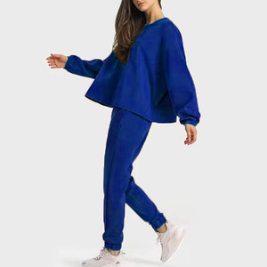 Abbigliamento sportivo da donna in poliestere e cotone, 2 pezzi, tinta unita, comodo, casual, vestibilità skinny e ampia - Product Image 4