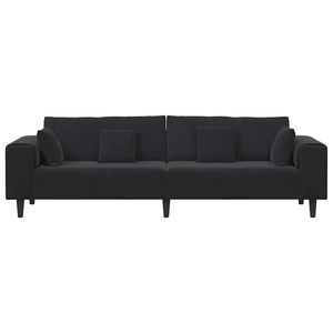 Sofá de Terciopelo para Sala de Estar de 208 cm con Cojín en Negro, Estilo Elegante y Lujoso - Product Image 4