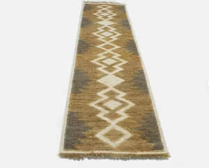 Tapis de sol en jute noir à bords festonnés, tissé à la main, style bohème, pour salon, chambre, hôtels, et espaces commerciaux - Product Image 1