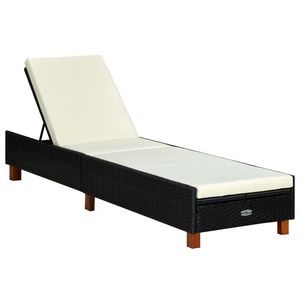 Chaise longue élégante noire et crème pour la détente en plein air - Product Image 1