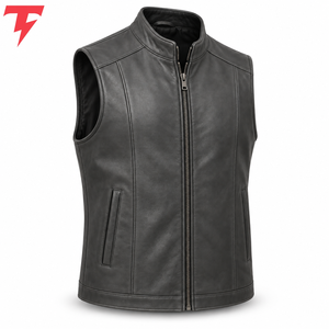 Sleeveless Winter Casual Vintage <b>Leather</b> <b>Vest</b> Custom Color Custom Logo High Quality Outerwear for Men - Product Image 3