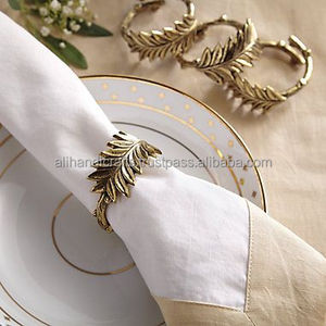 Leaf Shape Brass Napkin <b>Ring</b> Modern Design Durable Custom Width Table Decoration Accessory - Product Image 3