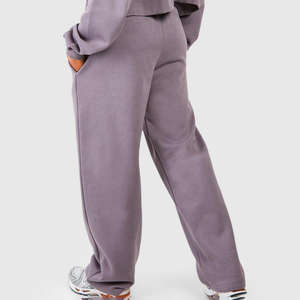 กางเกงวอร์มผู้หญิงคุณภาพดีเยี่ยม เนื้อผ้าฝ้ายฟลีซหนานุ่ม ทรงโอเวอร์ไซส์ สไตล์เรโทร ขาจั๊มพ์ทรงหลวม พิมพ์ลายโลโก้ - Product Image 1