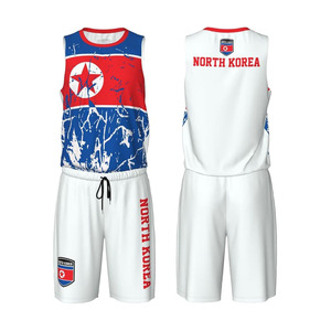 Maillot de basket-ball avec drapeau de la Corée du Nord pour hommes adultes, ensemble d'entraînement athlétique - Product Image 1